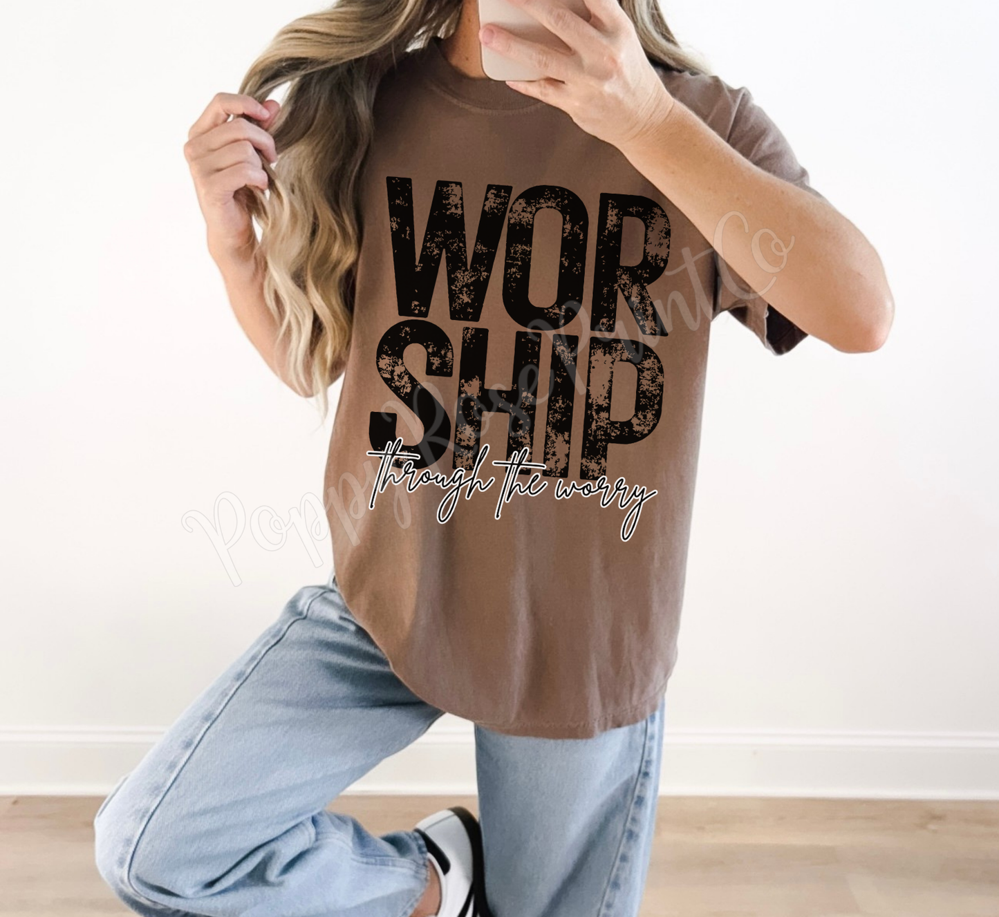 Worship through the Worry Comfort Colors Shirt