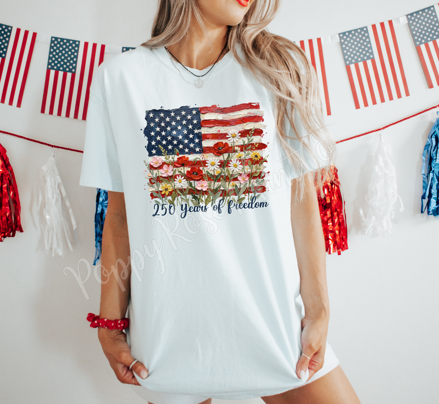 Painted Floral Flag Shirt Comfort Colors