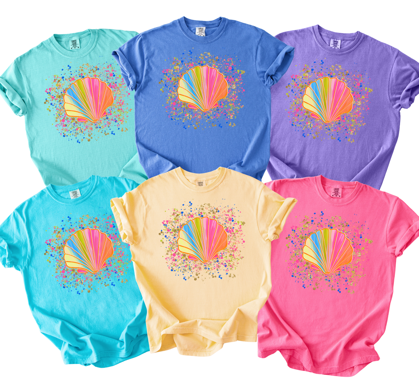 Neon Seashell Comfort Colors Tshirt