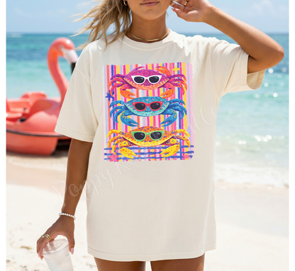 Preppy Striped Crab Shirt Comfort Colors