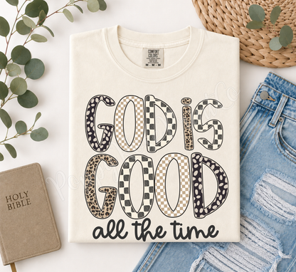Checkered God is Good Comfort Colors Shirt