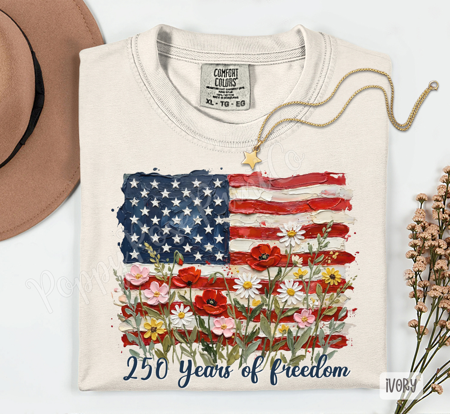 Painted Floral Flag Shirt Comfort Colors