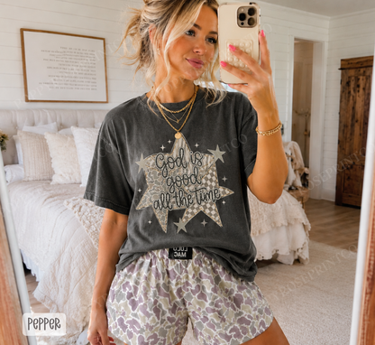 Camo God is God Stars Comfort Colors Shirt