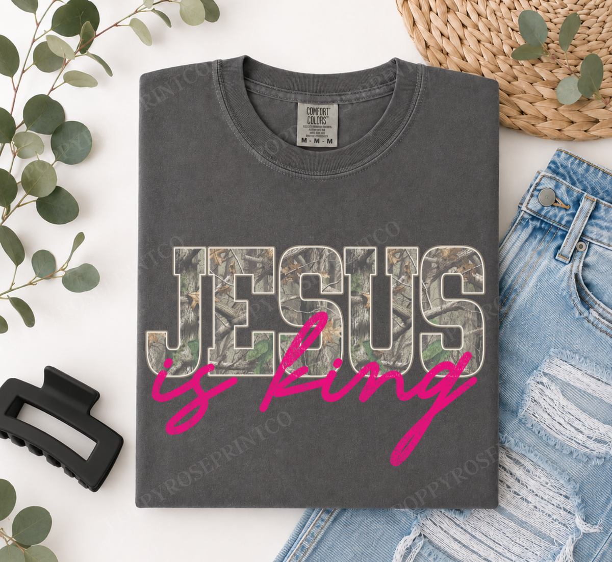 Camo Jesus is King Comfort Colors Shirt