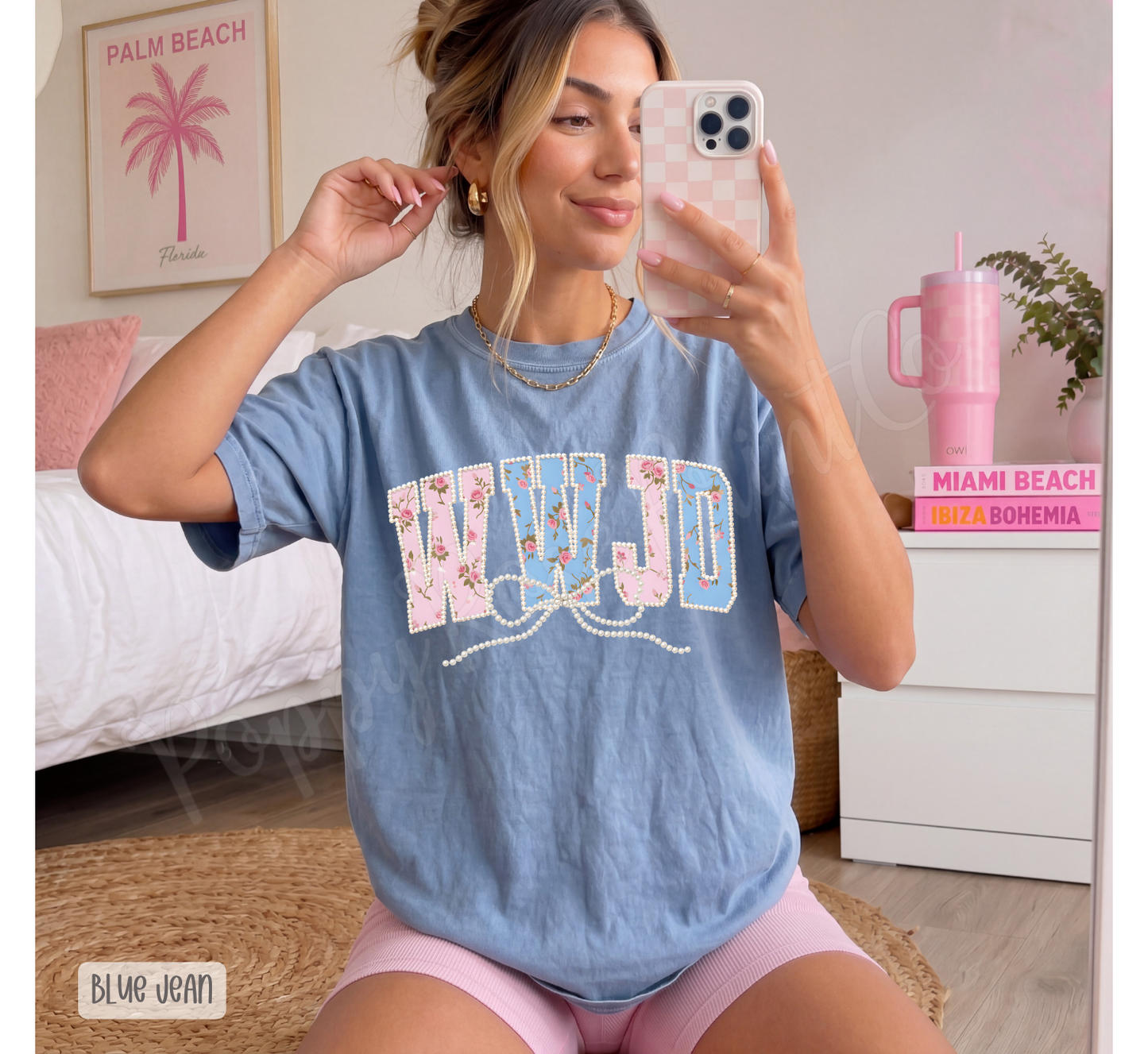 Faux Pearl WWJD Comfort Colors Shirt