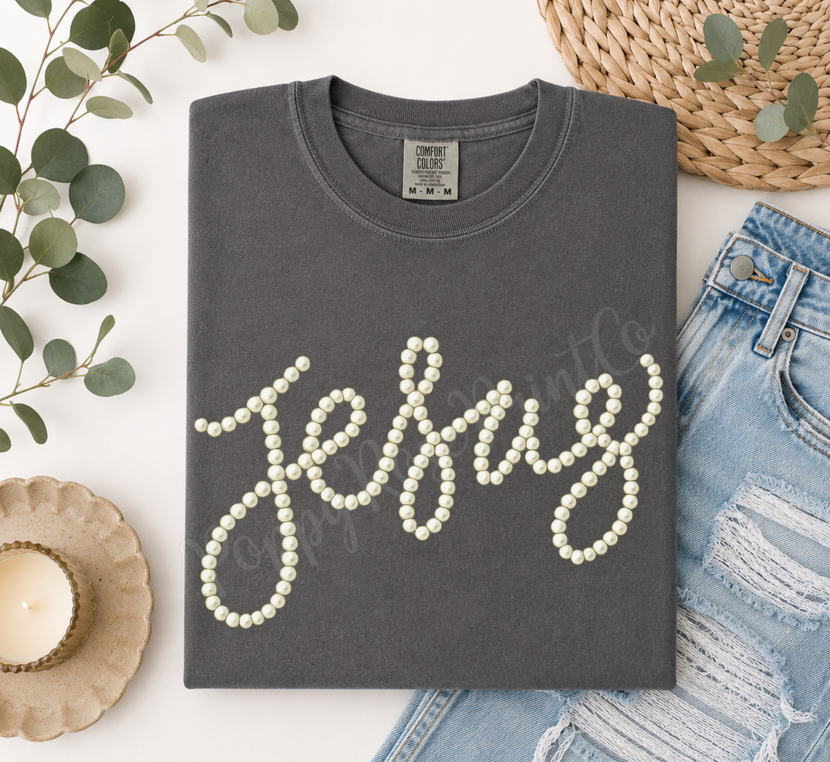 Faux Pearl Jesus Comfort Colors Shirt