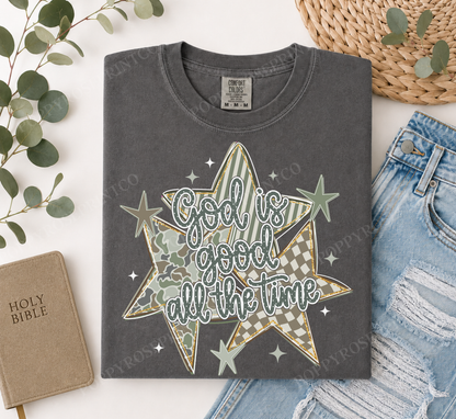 Camo God is God Stars Comfort Colors Shirt