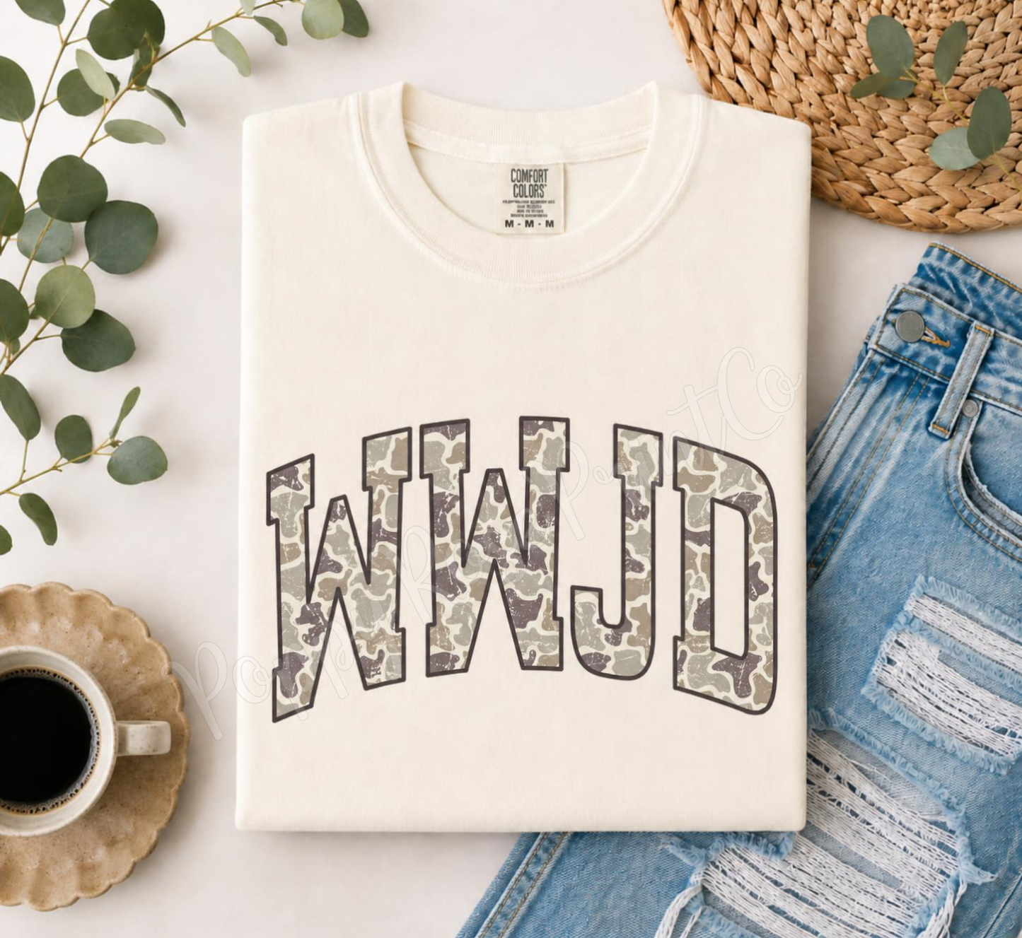 Camo WWJD Comfort Colors Shirt
