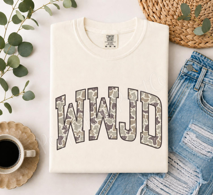 Camo WWJD Comfort Colors Shirt
