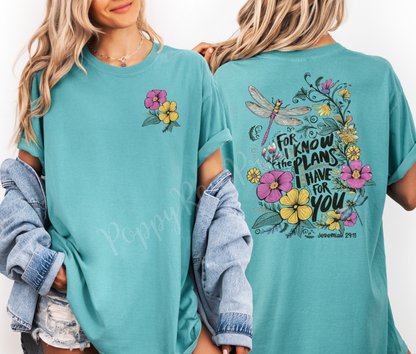 For I Know the Plans Front & Back Comfort Colors Shirt