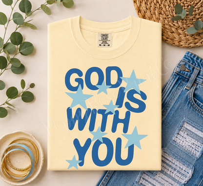God is With You - Blue Stars Comfort Colors Shirt