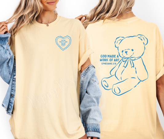 You're Pretty and Smart Bear Front & Back Shirt Comfort Colors