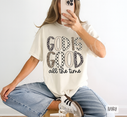 Checkered God is Good Comfort Colors Shirt