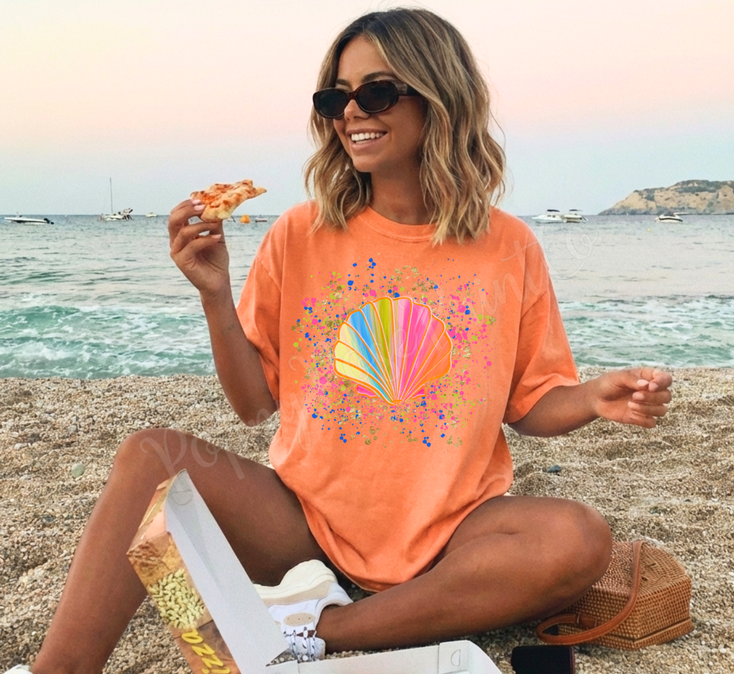 Neon Seashell Comfort Colors Tshirt