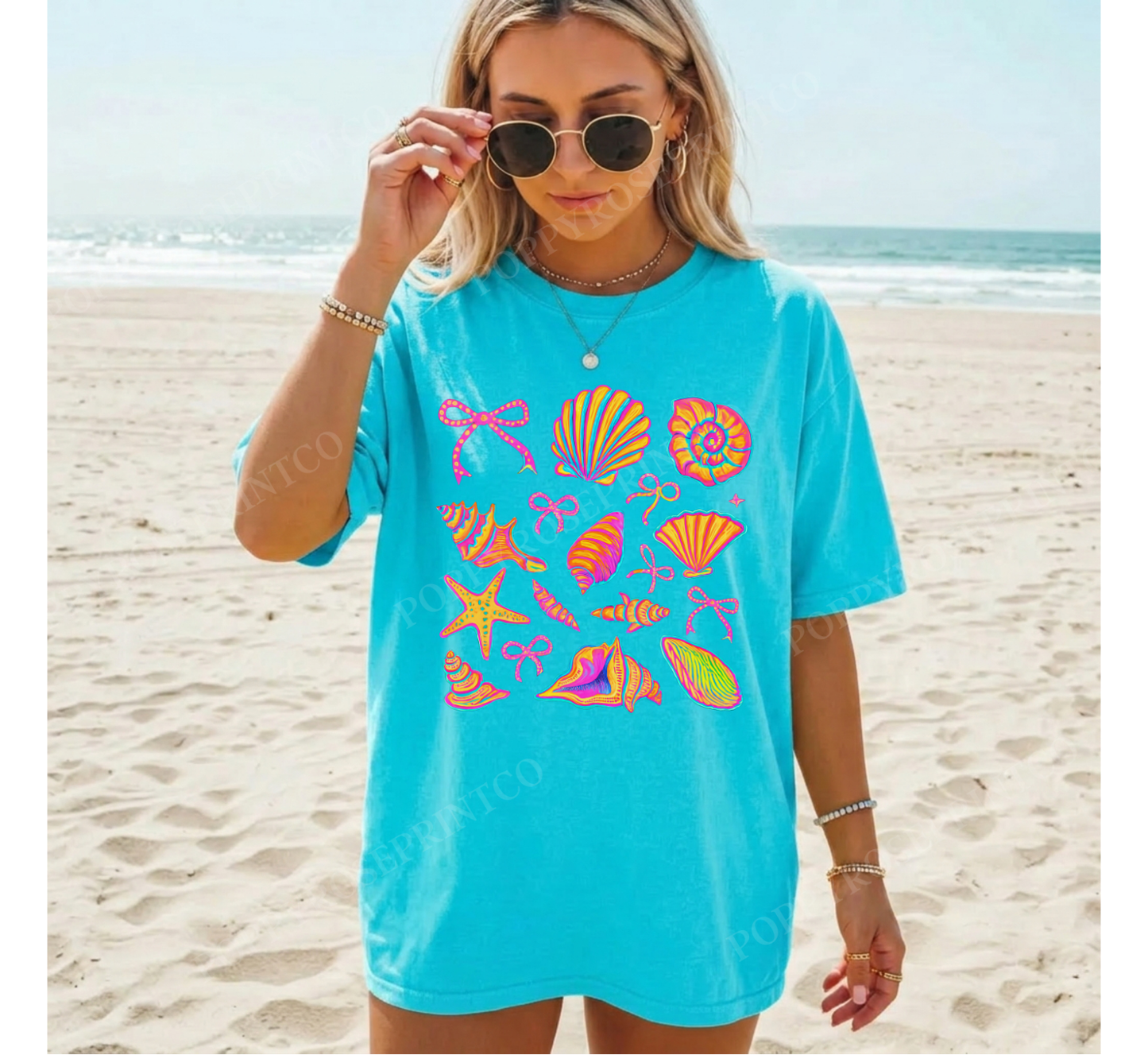 Neon Seashells Comfort Colors Shirt