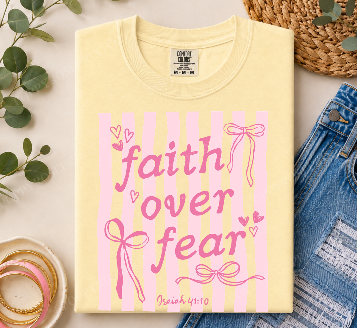 Coquette Faith Over Fear Comfort Colors Shirt