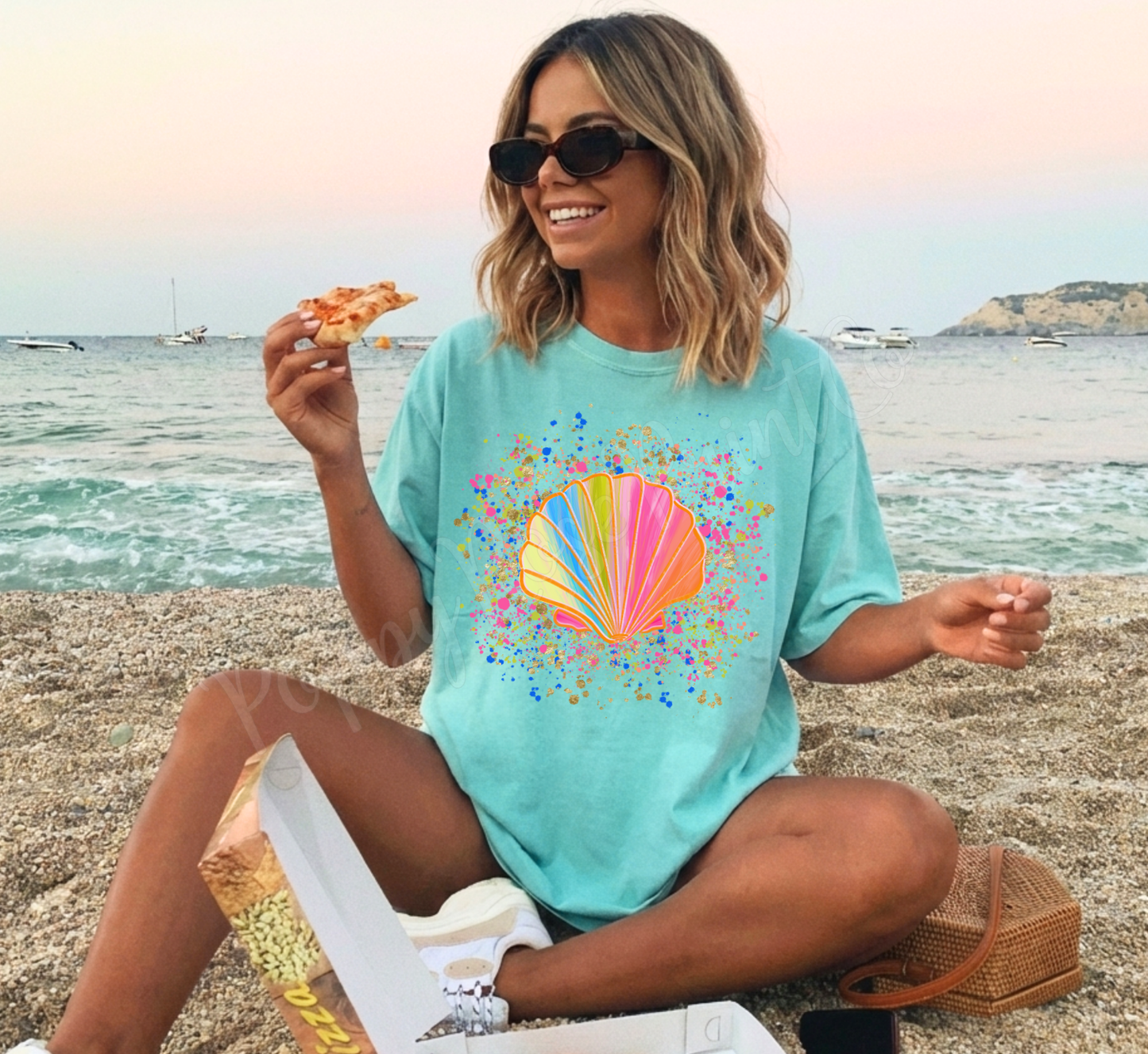 Neon Seashell Comfort Colors Tshirt