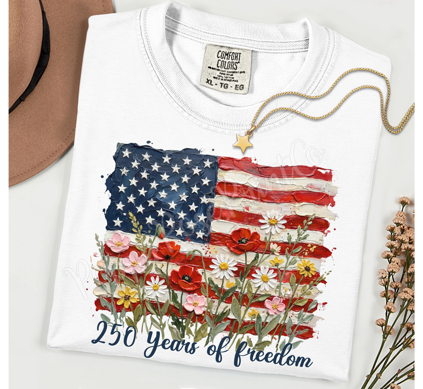 Painted Floral Flag Shirt Comfort Colors