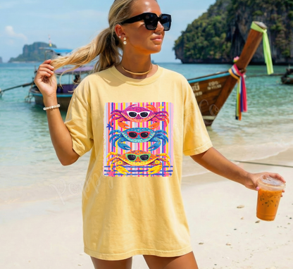 Preppy Striped Crab Shirt Comfort Colors