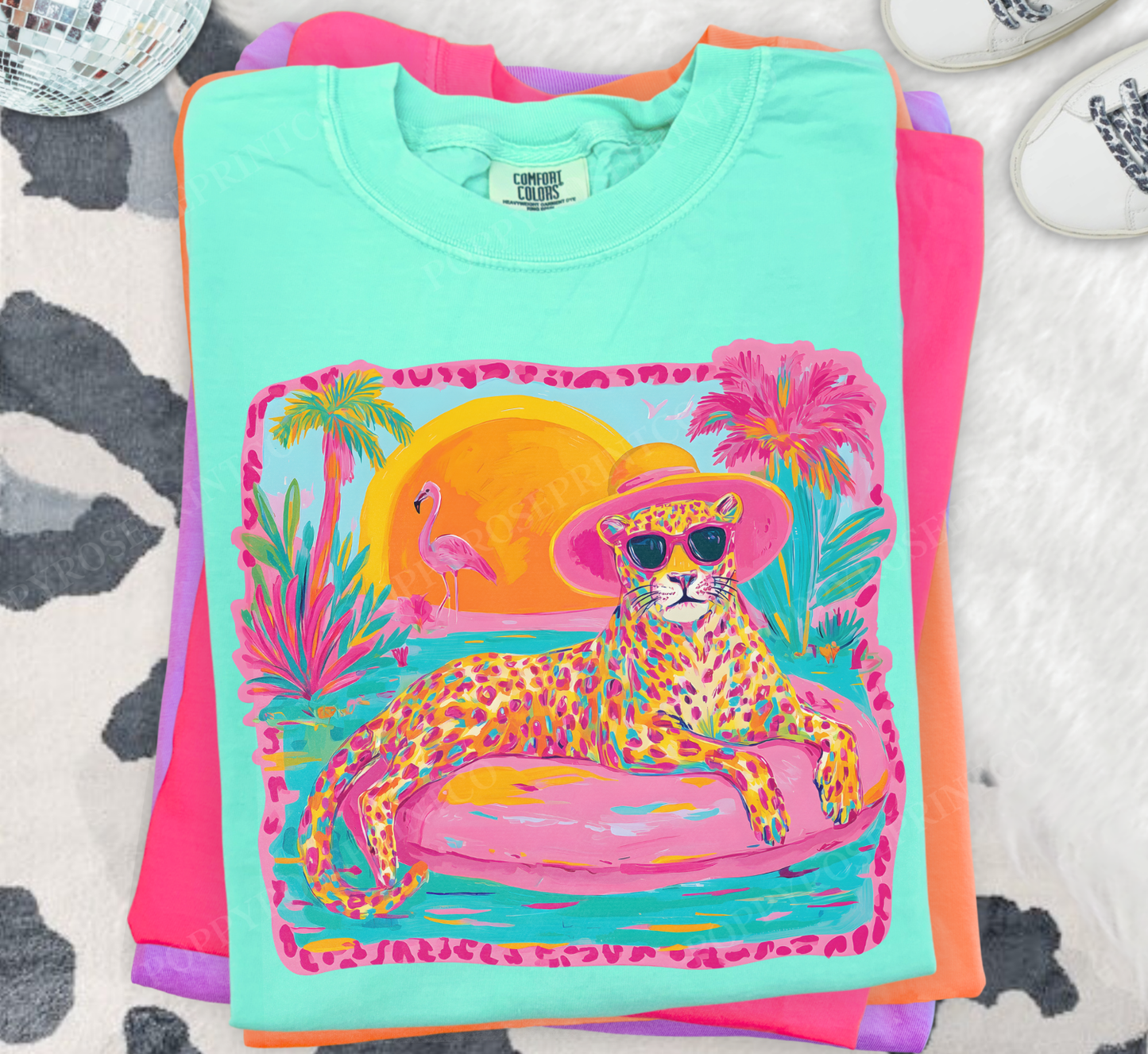 Neon Leopard Comfort Colors Tshirt