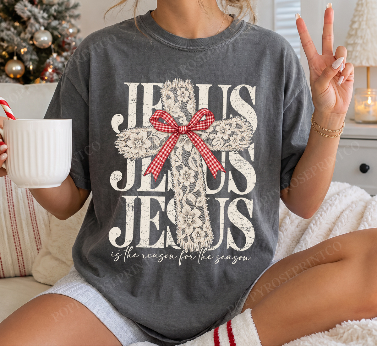 Jesus Lace Cross Comfort Colors Shirt