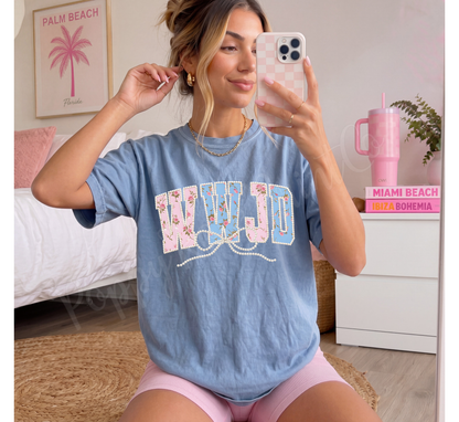 Faux Pearl WWJD Comfort Colors Shirt