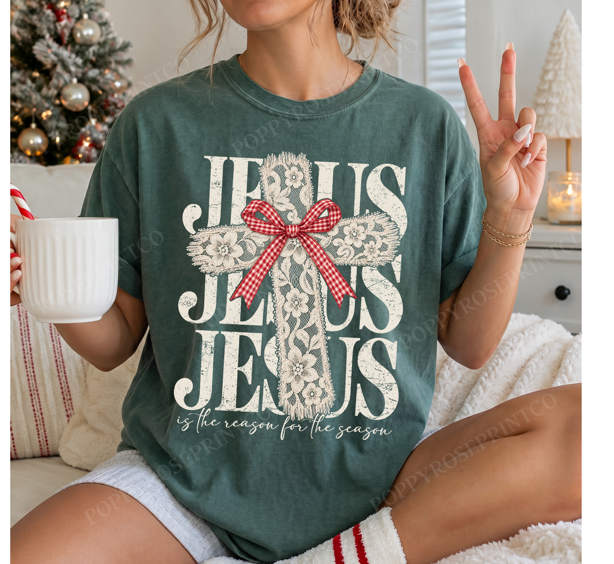 Jesus Lace Cross Comfort Colors Shirt