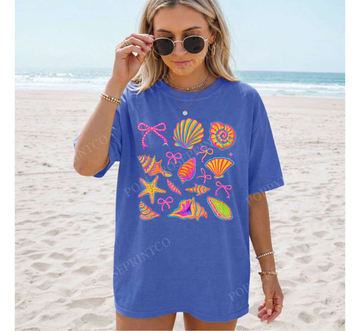 Neon Seashells Comfort Colors Shirt