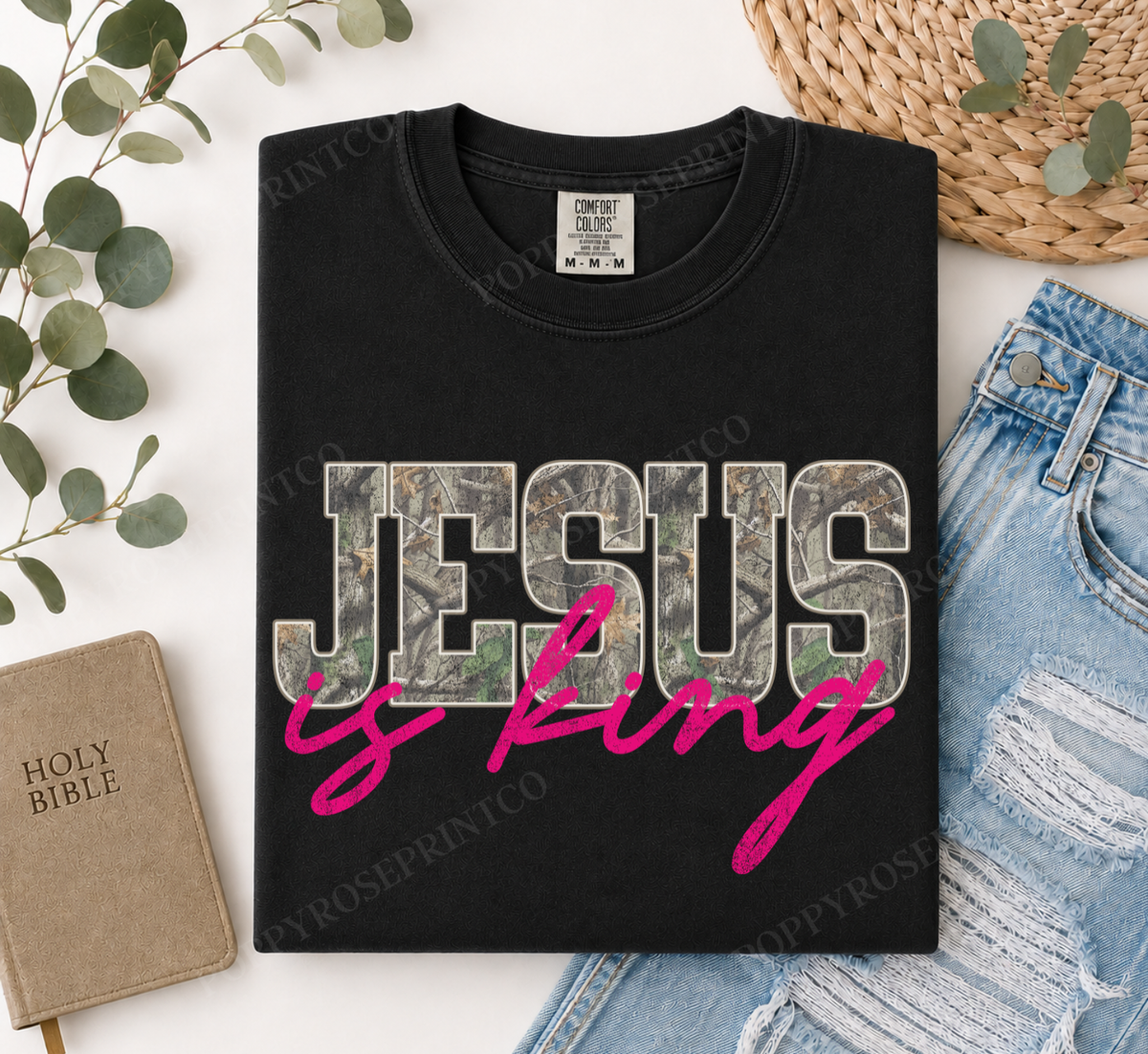 Camo Jesus is King Comfort Colors Shirt