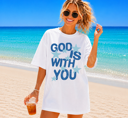 God is With You - Blue Stars Comfort Colors Shirt