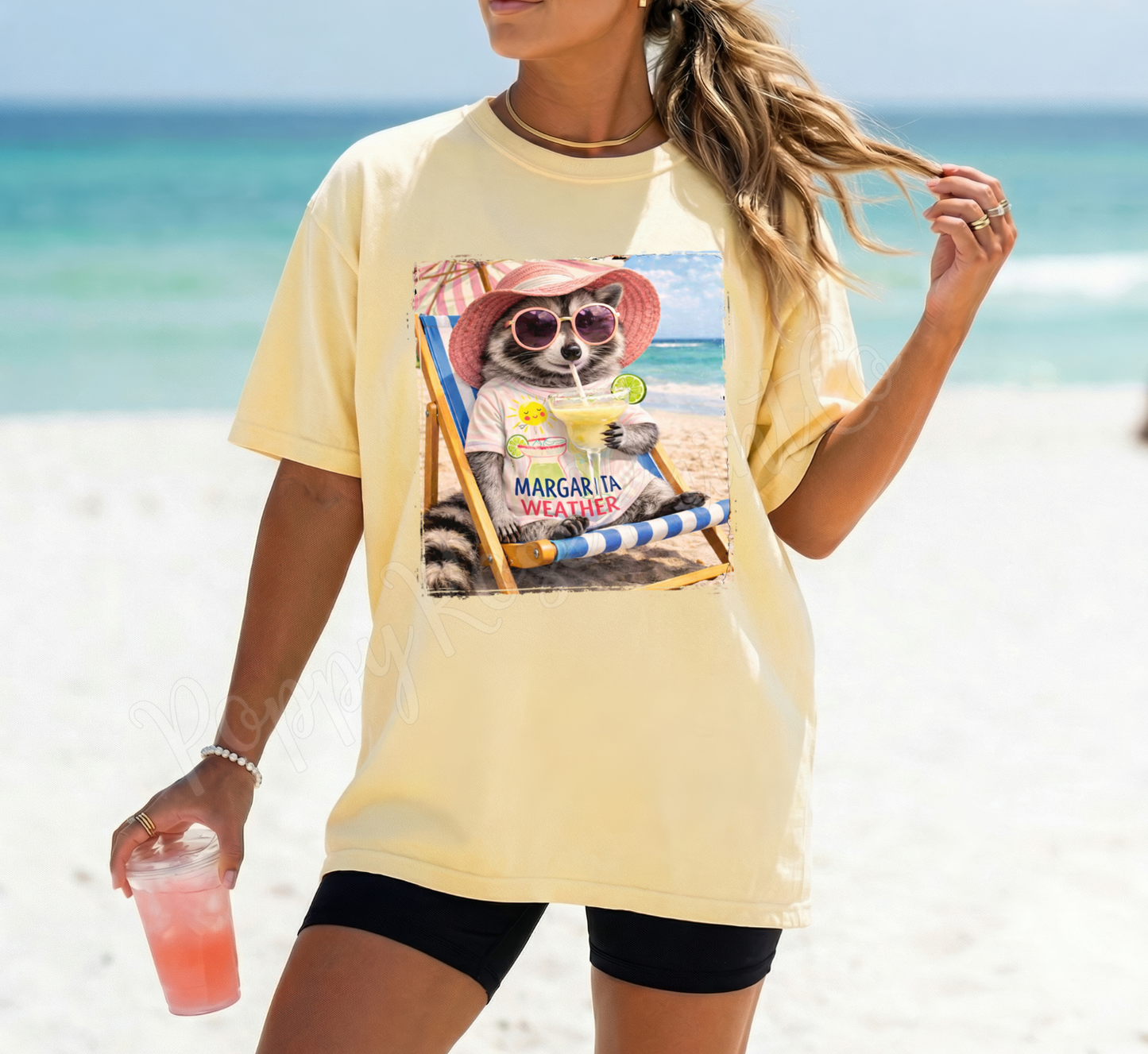Margarita Weather Raccoon Comfort Colors Shirt