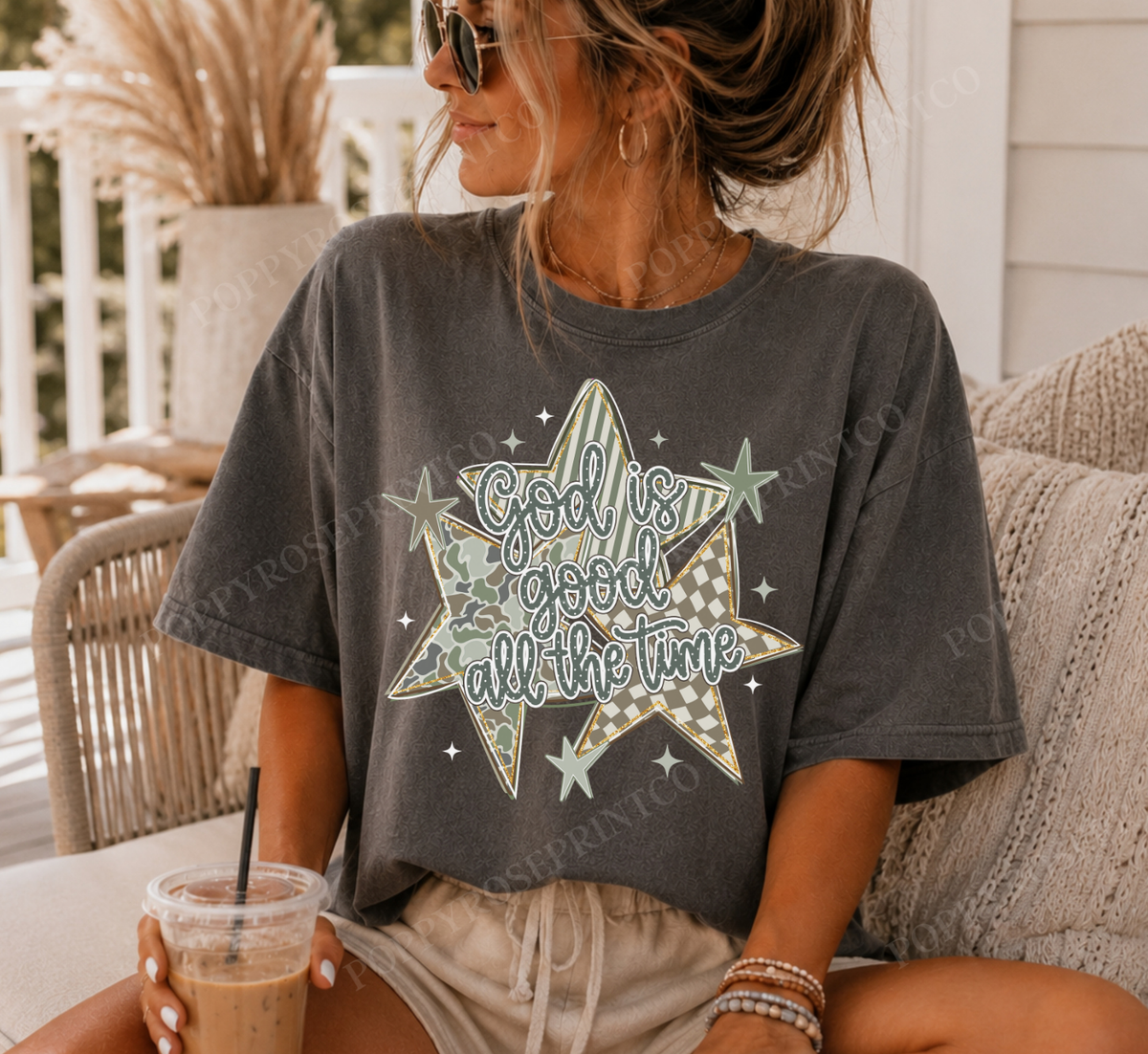 Camo God is God Stars Comfort Colors Shirt