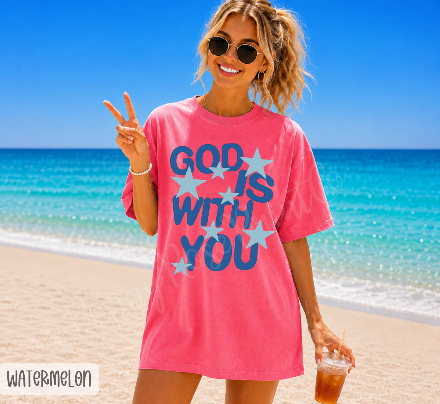 God is With You - Blue Stars Comfort Colors Shirt