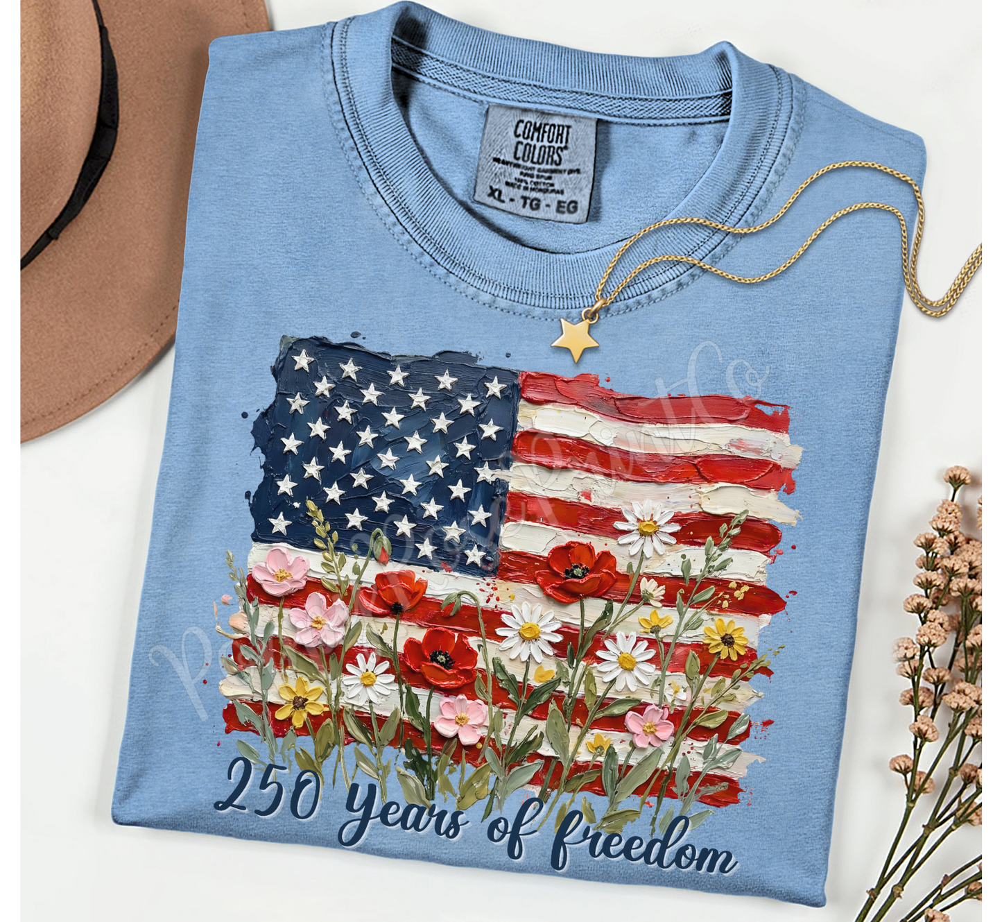 Painted Floral Flag Shirt Comfort Colors