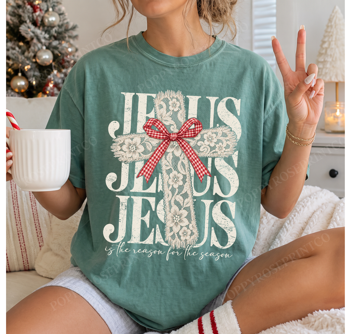 Jesus Lace Cross Comfort Colors Shirt