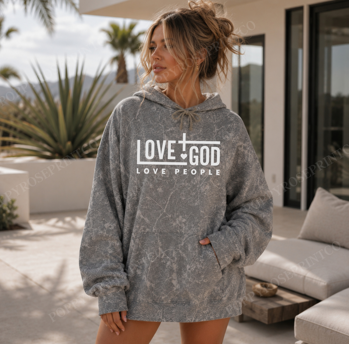 Love God Love People Camo Hoodie