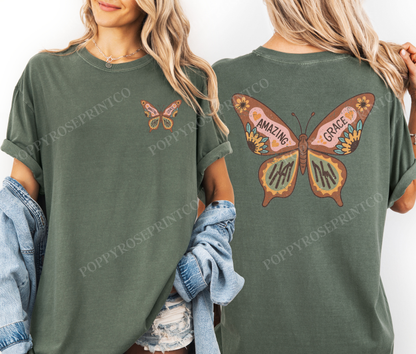 Amazing Grace Butterfly Comfort Colors Shirt