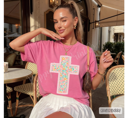 Floral Cross Comfort Colors Shirt