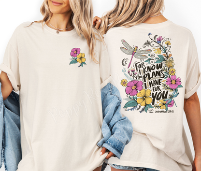 For I Know the Plans Front & Back Comfort Colors Shirt