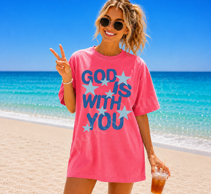 God is With You - Blue Stars Comfort Colors Shirt