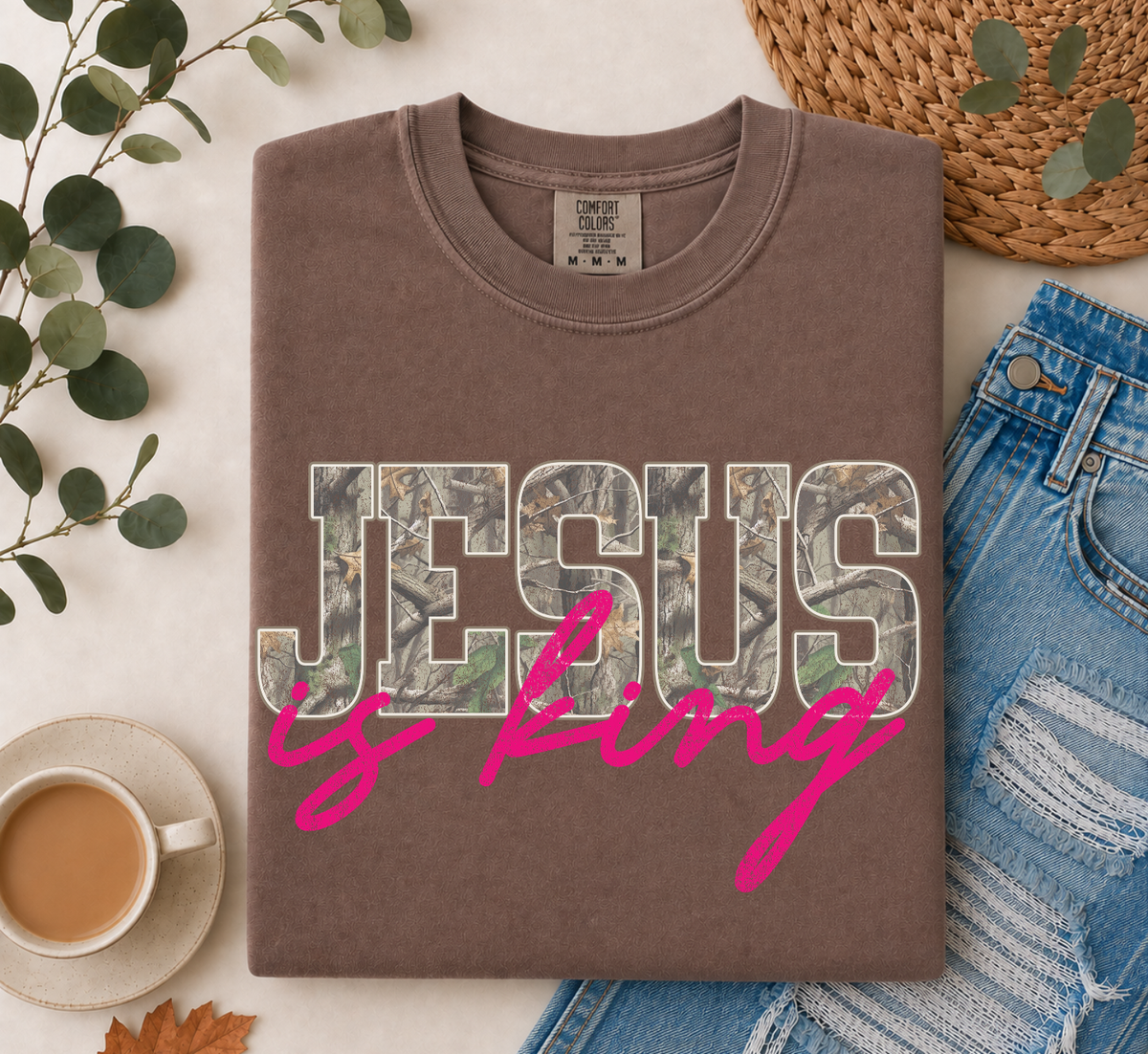 Camo Jesus is King Comfort Colors Shirt