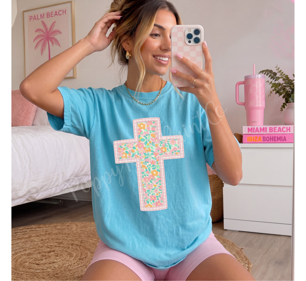 Floral Cross Comfort Colors Shirt