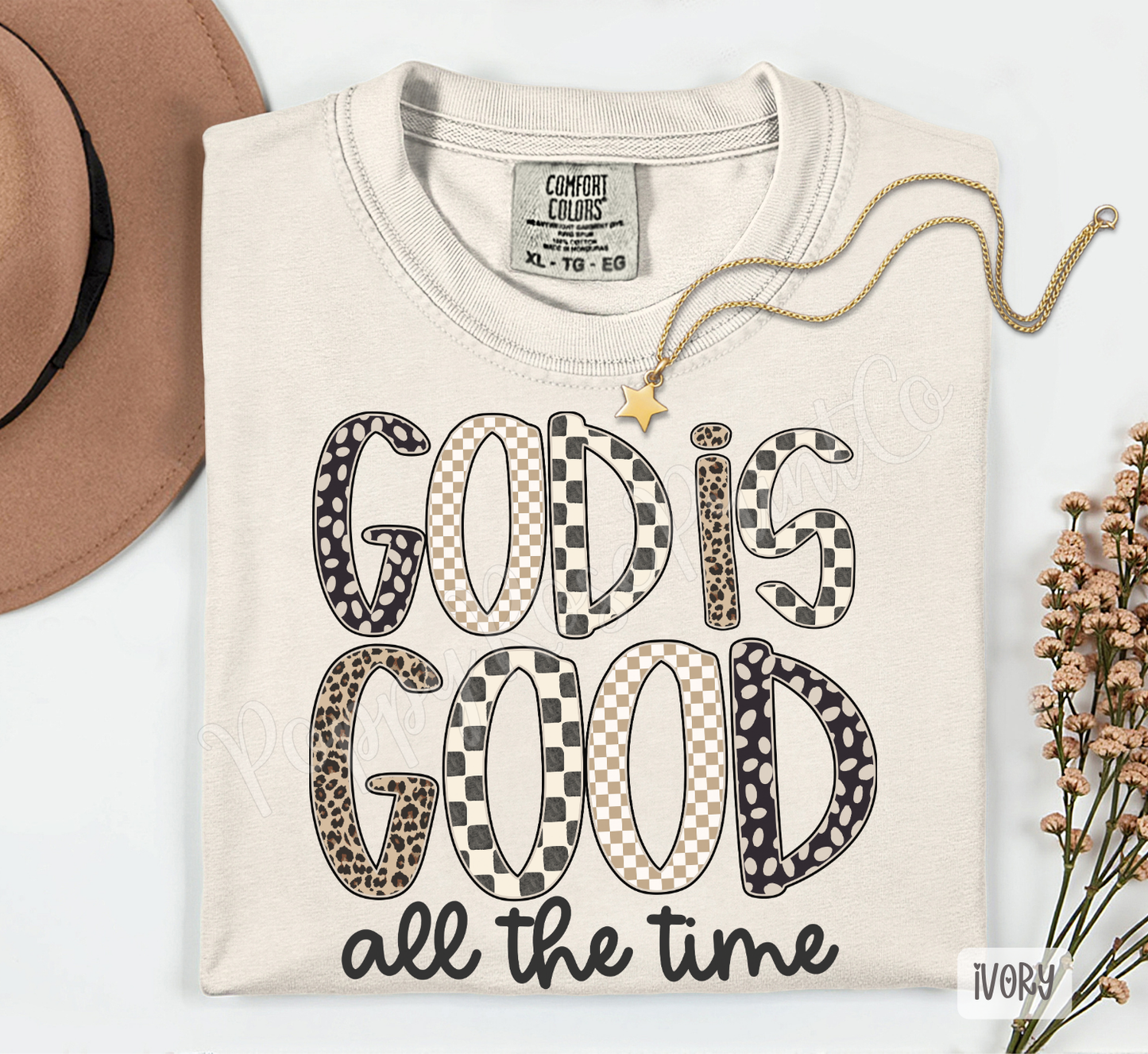 Checkered God is Good Comfort Colors Shirt