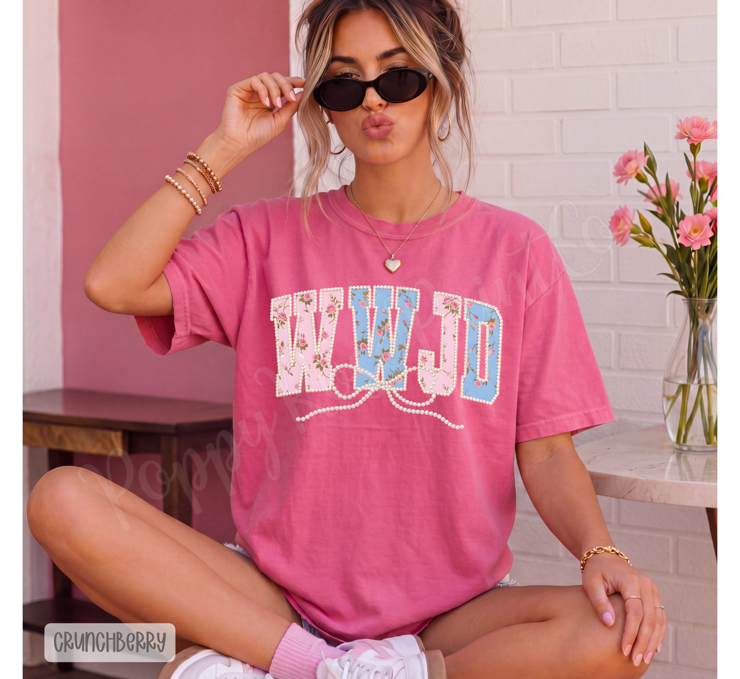 Faux Pearl WWJD Comfort Colors Shirt