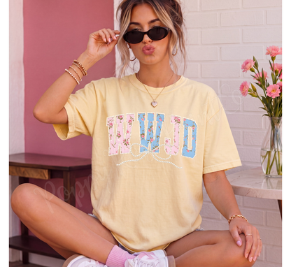 Faux Pearl WWJD Comfort Colors Shirt