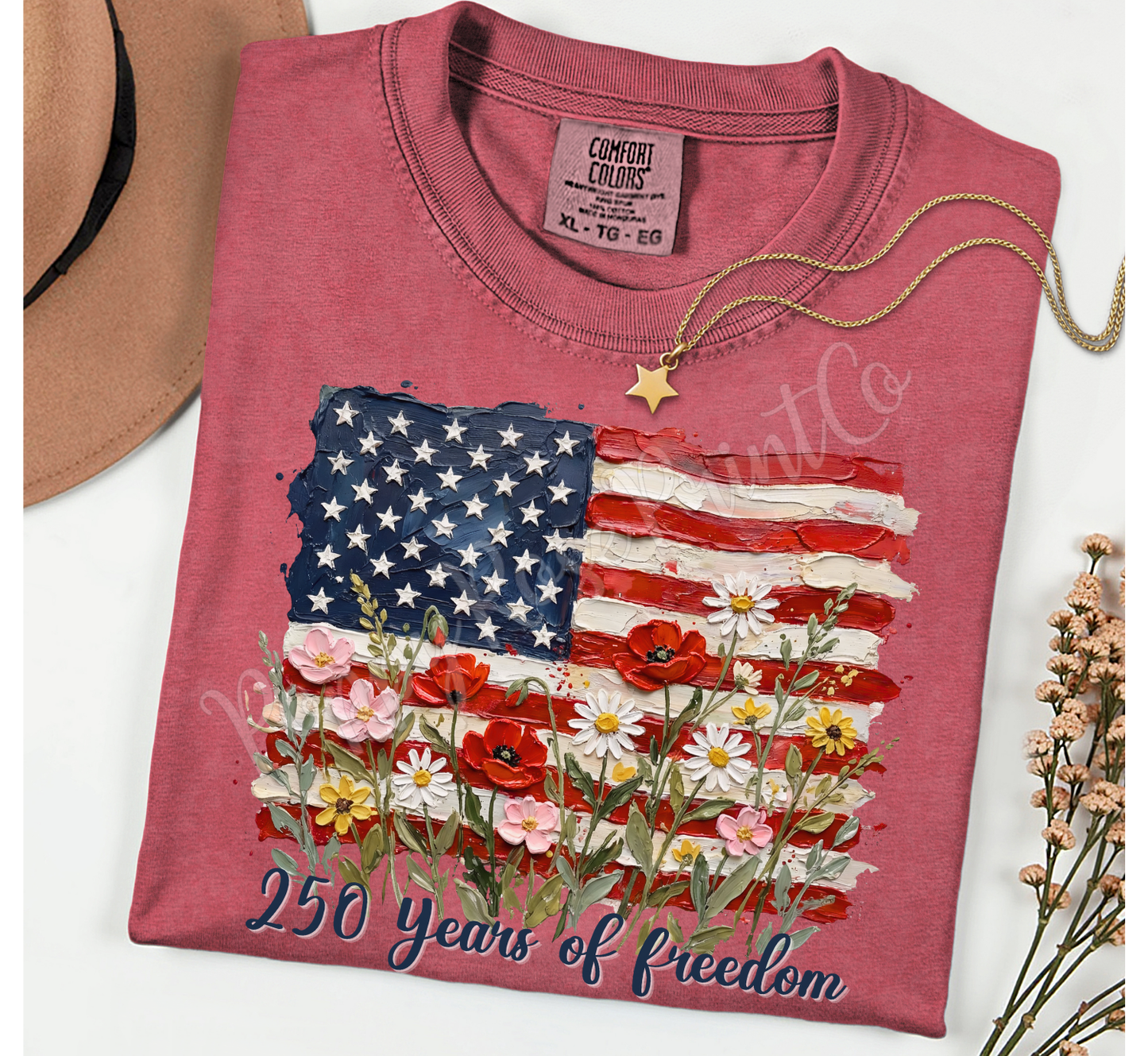 Painted Floral Flag Shirt Comfort Colors