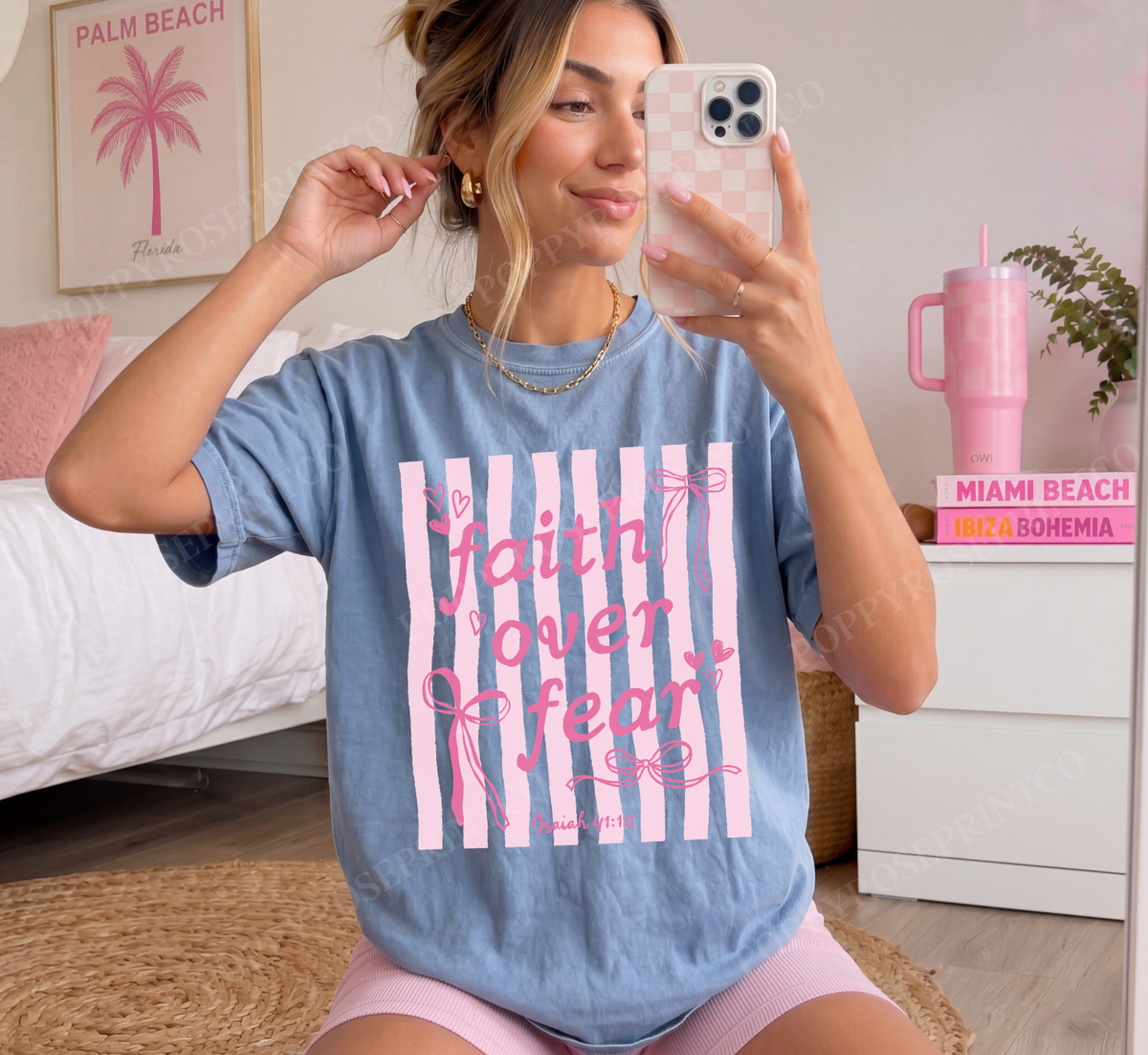 Coquette Faith Over Fear Comfort Colors Shirt