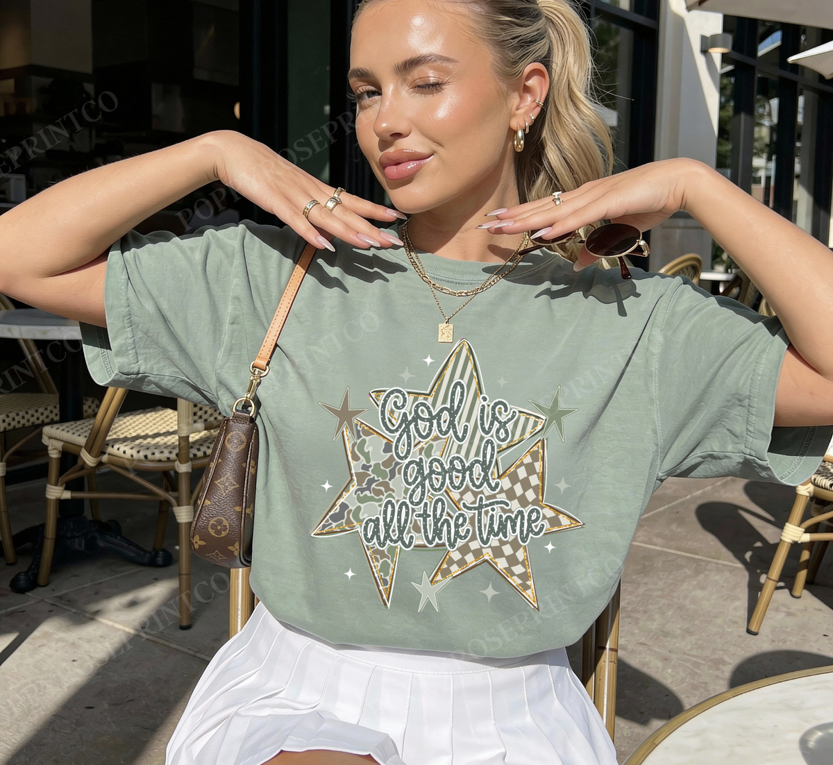 Camo God is God Stars Comfort Colors Shirt