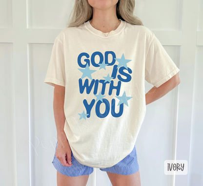 God is With You - Blue Stars Comfort Colors Shirt