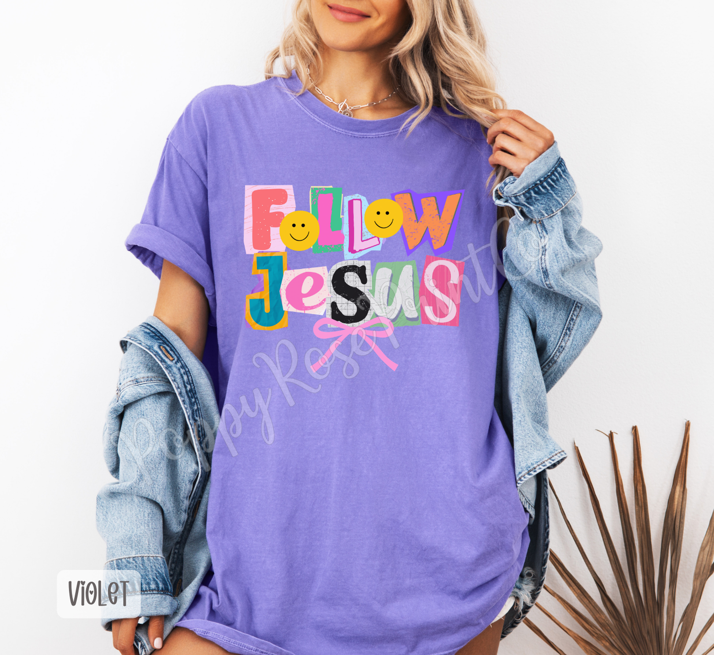 Follow Jesus (Colorful Ransom Letters) Comfort Colors Shirt